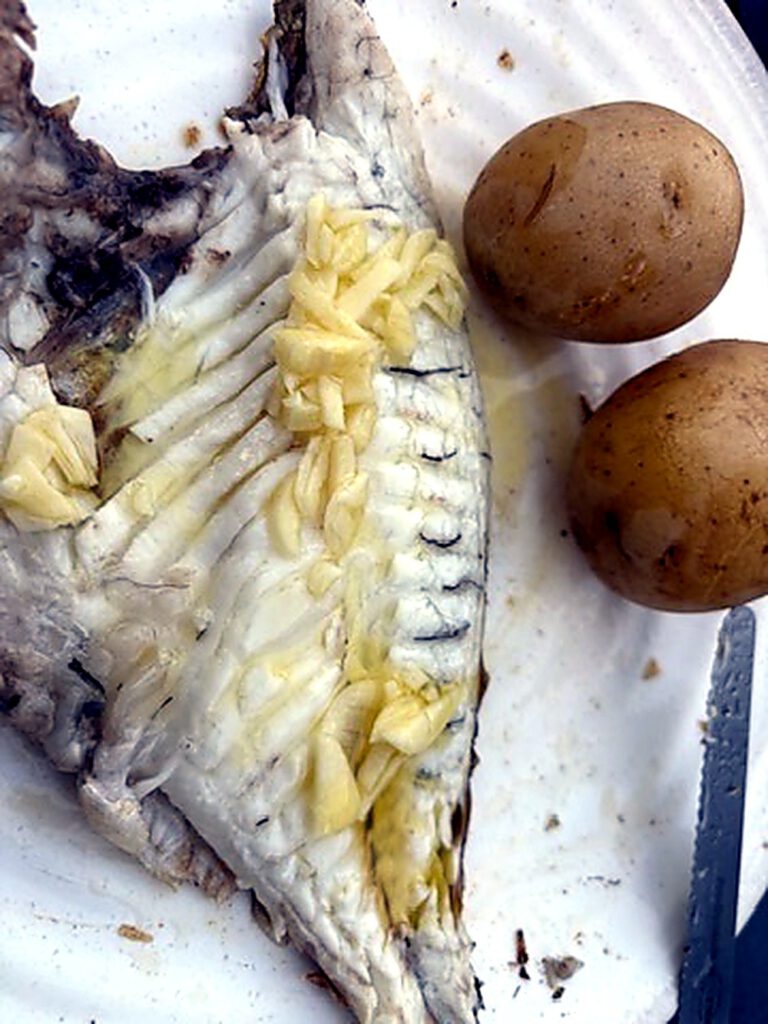 Selbst zubereitete Dorade mit Erdaepfeln